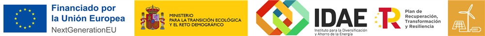 Logos Plan de Recuperación, Transición Ecológica, IDAE y NextGenerationEU