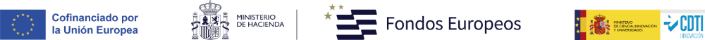 Logos Cofinanciado por la Unión Europea, Ministerio de Hacienda, Fondos Europeos y CDTI